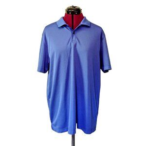 VANHEUSEN Traveler Polo Shirt Blue Mens Size Large Side Split